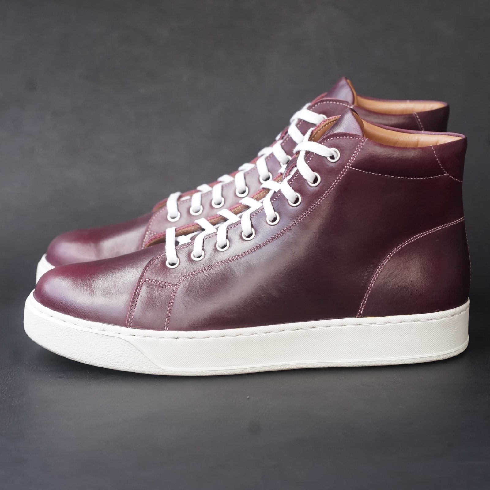 Songo High Top Rubber Sole Sneakers with Pull Up Leather